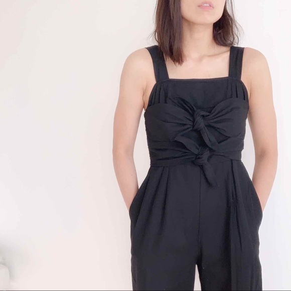 BLACK DOUBLE KNOT OVERALL JUMPSUIT - Picture 5 of 9